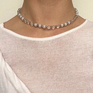 Handmade Pearl Bead Necklace Choker | Pearl Beaded Choker Pearl Necklace